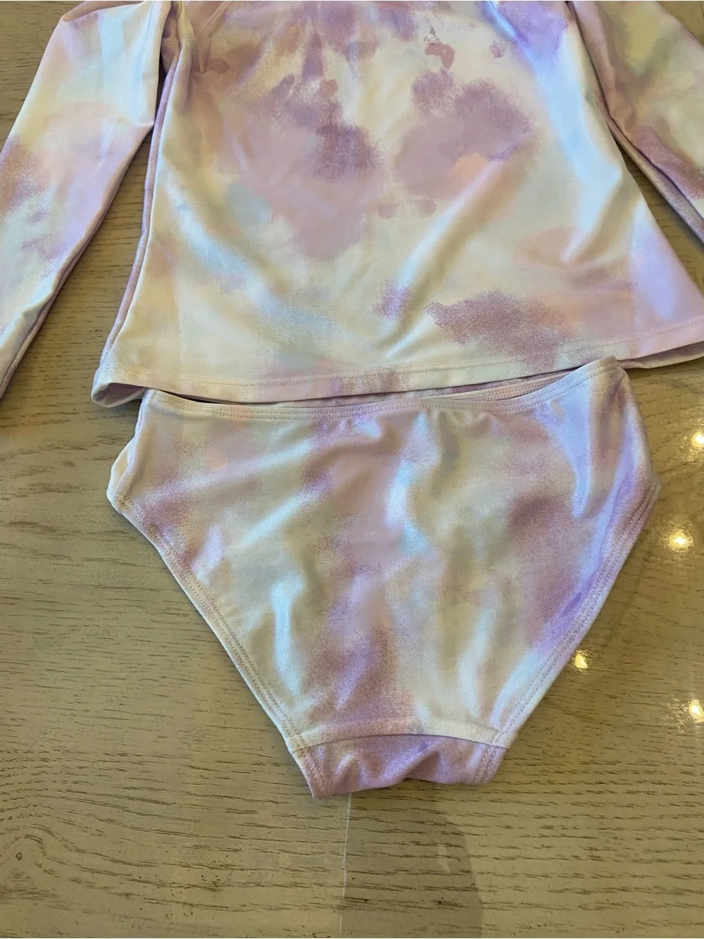 H&M Kids Purple Tie-Dye 'Vacay Vibes' Long-Sleeve Rash Guard Set